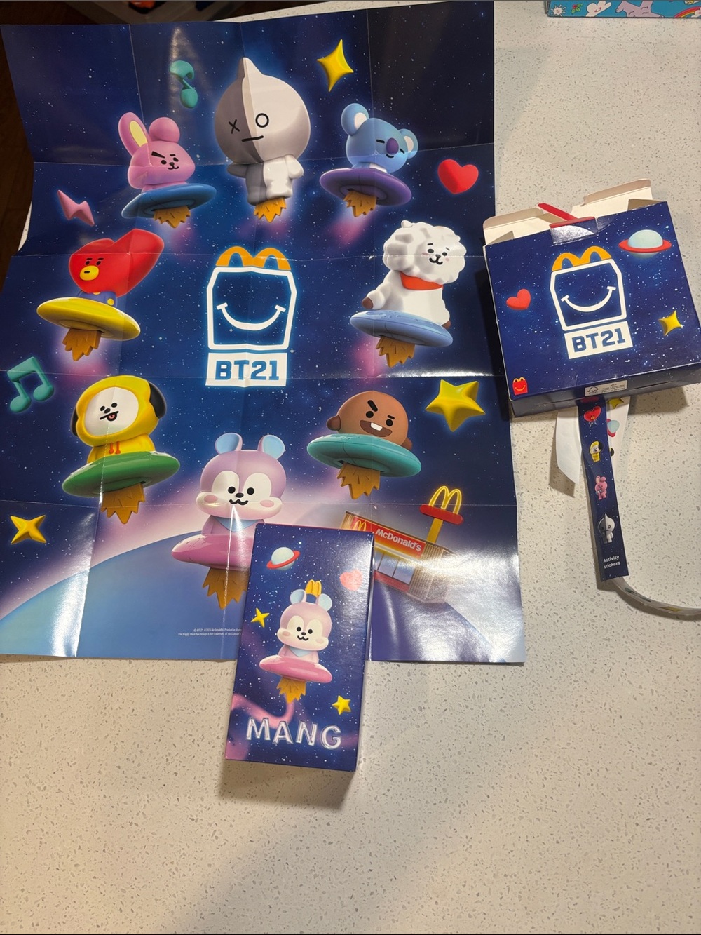 McDonalds BT21 Space Character Mang with Poster and Bonus Sticker Set